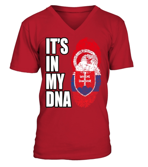 Tunisian And Slovak Mix Heritage DNA Flag V-Neck T-shirt