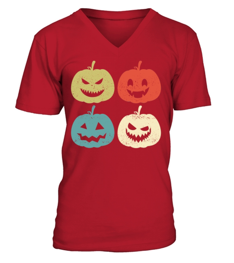 Vintage Halloween Pumpkin Retro V-Neck T-shirt