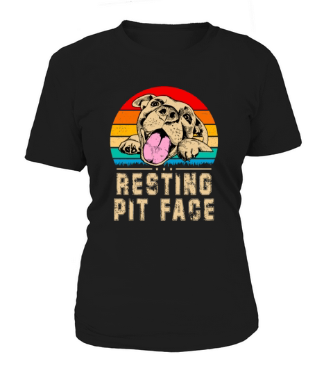 Resting Pit Face Funny Pitbull Dog Lover Vintage C Women's T-Shirt