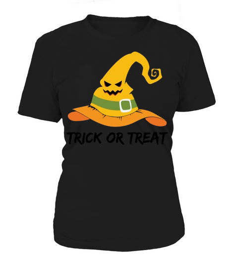 Witch Hat Pumpkin Face Trick or Treat Funny Halloween Women's T-Shirt