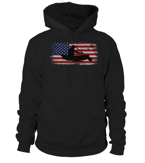 Canoe Canoeing Usa American Flag Hoodie Unisex