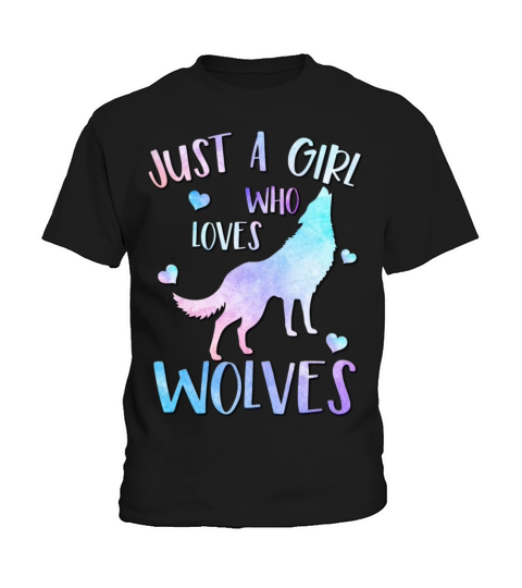 Just a Girl Who Loves wolves Watercolor Cute wolf Kids T-Shirt