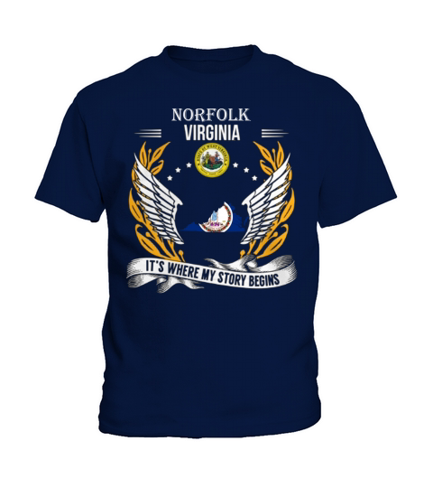 Norfolk Virginia is where my story begins - Unisex Long Sleeve Kids T-Shirt