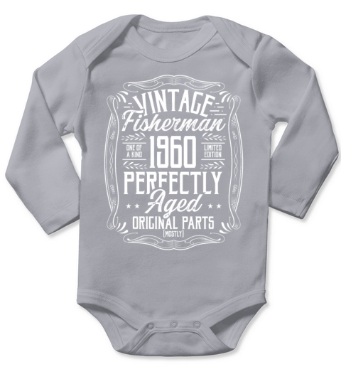 1960 Year Fishing Rod 1960 Birthday for Men Long Sleeve Baby One-Piece