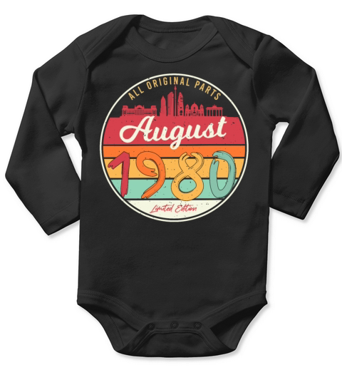 1980 In August Retro Long Sleeve Baby One-Piece