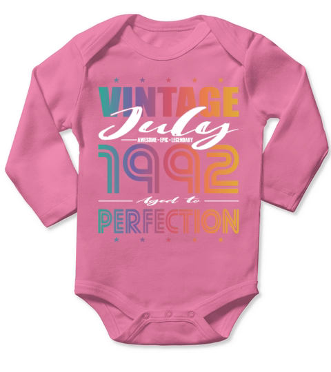 30th birthday vintage july 1992 aged to perfection Long Sleeve Baby One-Piece
