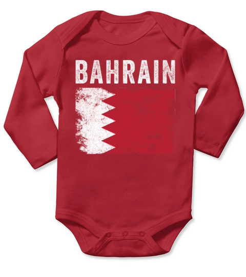 Bahrain Flag Distressed - Bahraini Flag Long Sleeve Baby One-Piece