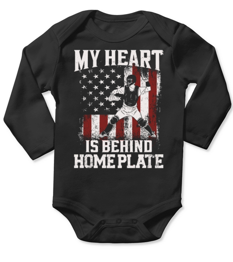 Baseball Fan Catcher Vintage Long Sleeve Baby One-Piece