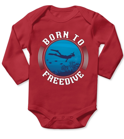 Born To Freedive Spearfishing Freediver Freediving Long Sleeve Baby One-Piece