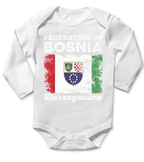 Bosnia and Herzegovina Flag Distressed Long Sleeve Baby One-Piece