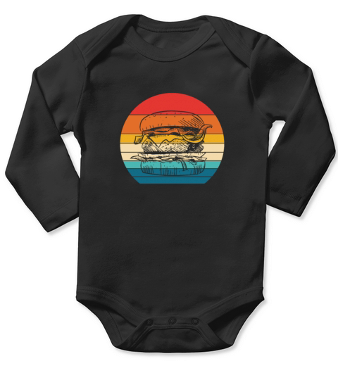 Burger Retro Vintage Long Sleeve Baby One-Piece