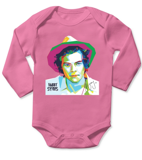 Colorful Harry Styles art autographed shirt Long Sleeve Baby One-Piece