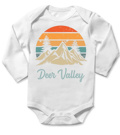 Deer Valley Retro Vintage Mountain Sunset Outdoors Long Sleeve Baby One-Piece