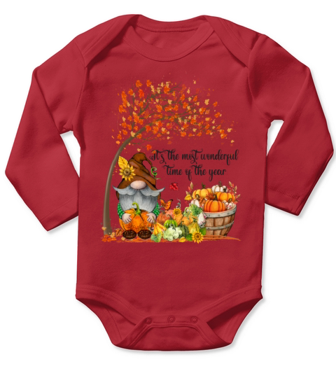 Fall Pumpkin Gnome Maple Leaves Sunflowers Long Sleeve Baby One-Piece