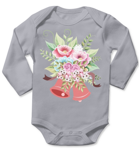 Flowers with Bell Florist Long Sleeve Baby One-Piece