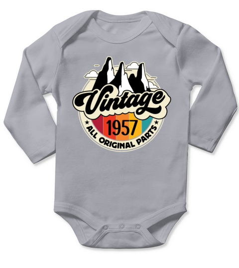 Funny Birthday Born in 1957 Limited Edition Long Sleeve Baby One-Piece