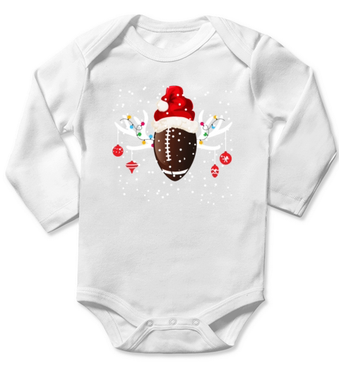 Merry Christmas Funny Football Reindeer Santa Hat Christmas Holida Long Sleeve Baby One-Piece