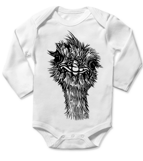 Funny Vintage Ostrich Head Long Sleeve Baby One-Piece