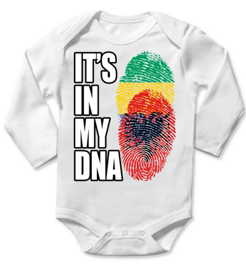 Gambian And Albanian Mix Heritage DNA Flag Long Sleeve Baby One-Piece