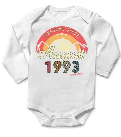 Gift Idea For August 1993 Long Sleeve Baby One-Piece