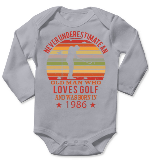 Golfing Golfplayers Vintage 1986 Birthday Long Sleeve Baby One-Piece
