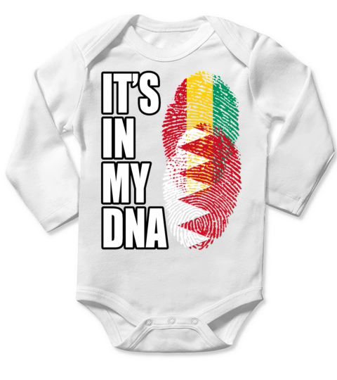 Guinean And Bahraini Mix Heritage DNA Flag Long Sleeve Baby One-Piece