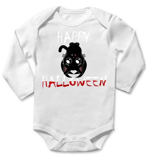 Happy Halloween - Cute Hanging Vampire Cat Long Sleeve Baby One-Piece
