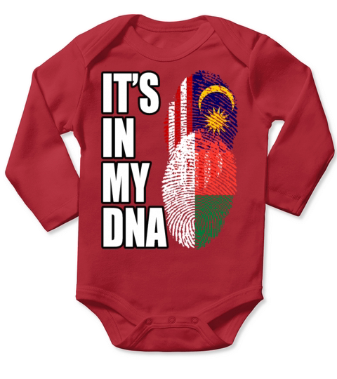 Malaysian And Malagasy Mix Heritage DNA Flag Long Sleeve Baby One-Piece