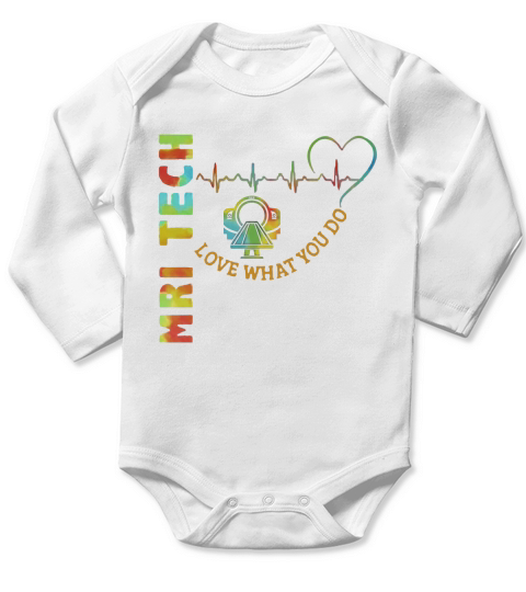 MRI Tech Loved What You Do Love Heartbeat Long Sleeve Baby One-Piece