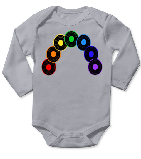 Musical Rainbow of Vinyl Records Long Sleeve Baby One-Piece