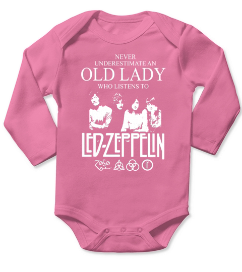 Never Underestimate An Old Lady Who Listens To Led Zeppelin Long Sleeve Baby One-Piece