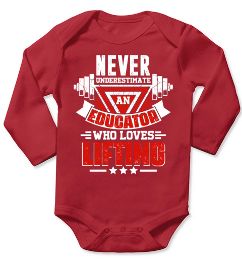 Never Underestimate Educator Gym Workout Fitness W Long Sleeve Baby One-Piece