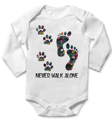 Never Walk Alone Paw Dog Flower Dog Friends Dog Lover shirt Long Sleeve Baby One-Piece