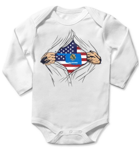Rip Reveal America State Flag Oklahoma Long Sleeve Baby One-Piece