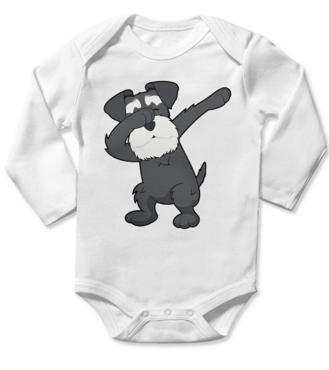 SCHNAUZER DABBING Long Sleeve Baby One-Piece
