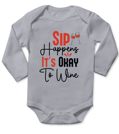 Sip Happens Long Sleeve Baby One-Piece