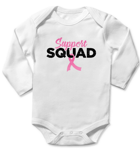 Support Squad Pink Ribbon - Breast Cancer Long Sleeve Baby One-Piece