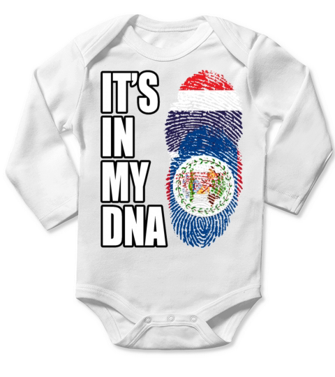 Thai And Belizean Vintage Heritage DNA Flag Long Sleeve Baby One-Piece