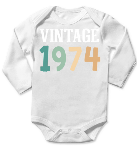 Vintage 1974 48th Birthday Long Sleeve Baby One-Piece