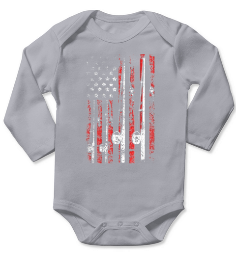 Vintage American Flag Fishing Pole shirt Long Sleeve Baby One-Piece
