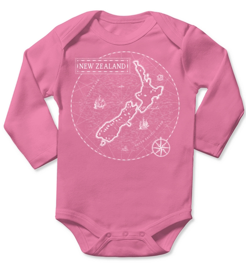 Vintage Map New Zealand Long Sleeve Baby One-Piece