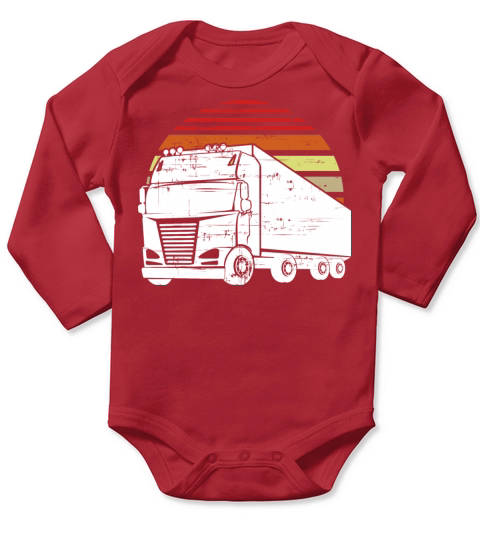 Vintage Truck Trucker Artwork Long Sleeve Baby One-Piece