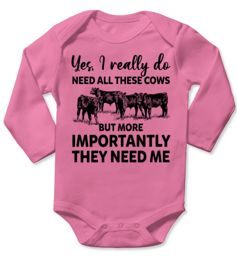Yes I Really Do Need All These Cows Long Sleeve Baby One-Piece