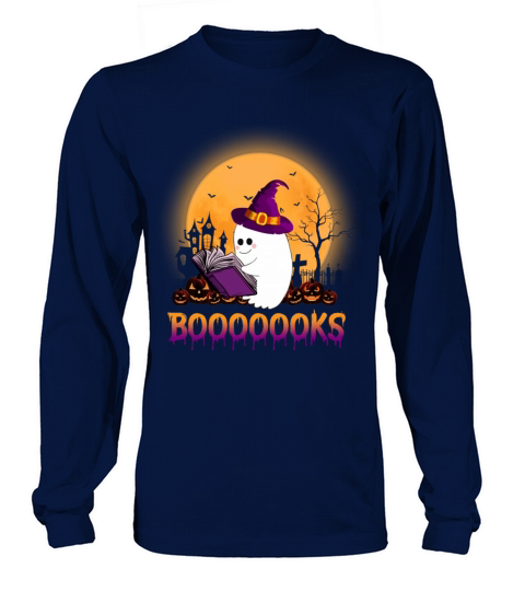 Booooooks Boo Read Books Halloween T Shirt Long sleeved Unisex