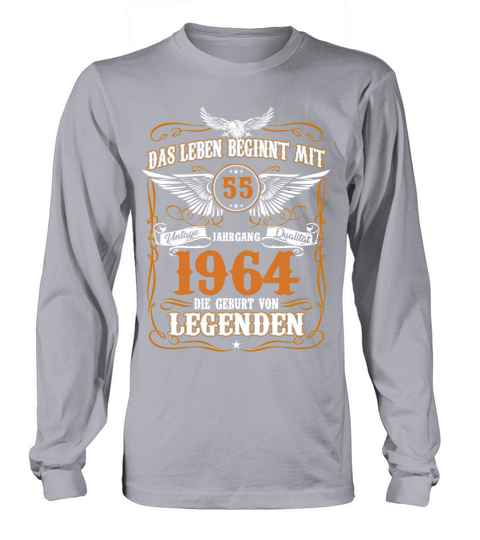Das leben beginnt mit 55 jahrgang 1964 die geburt von legenden Long sleeved Unisex