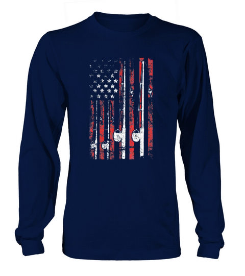 Vintage American Flag Fishing Pole shirt Long sleeved Unisex