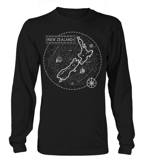 Vintage Map New Zealand Long sleeved Unisex