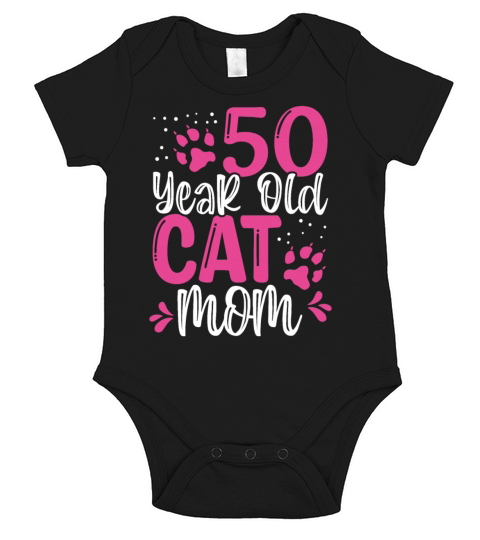 50 Year Old Cat Mom Paw Cat Mother 50th Birthday Short Sleeve Baby One-Piece