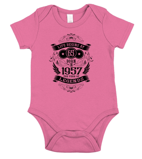 65th Birthday Gifts 1957 Vintage Birthday Saying Short Sleeve Baby One-Piece