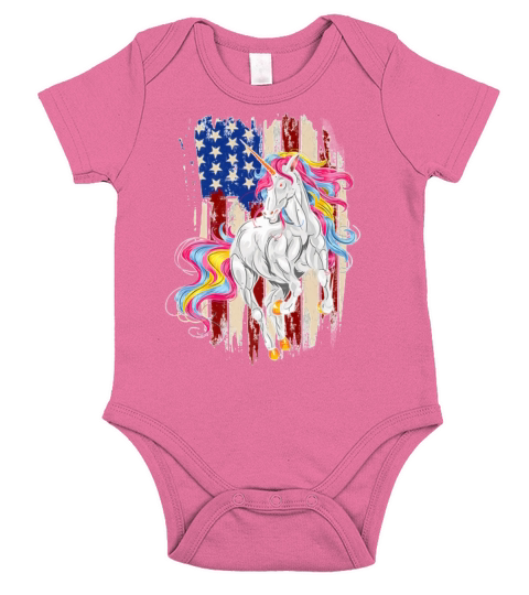 Americorn Patriotic Unicorn America Stars Flag shirt Short Sleeve Baby One-Piece